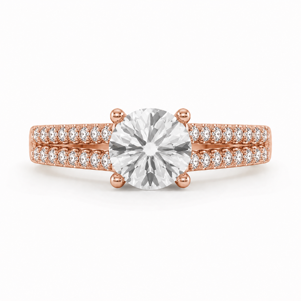 R04074 - 1.35 TCW Diamond Studded Gold Engagement Rings