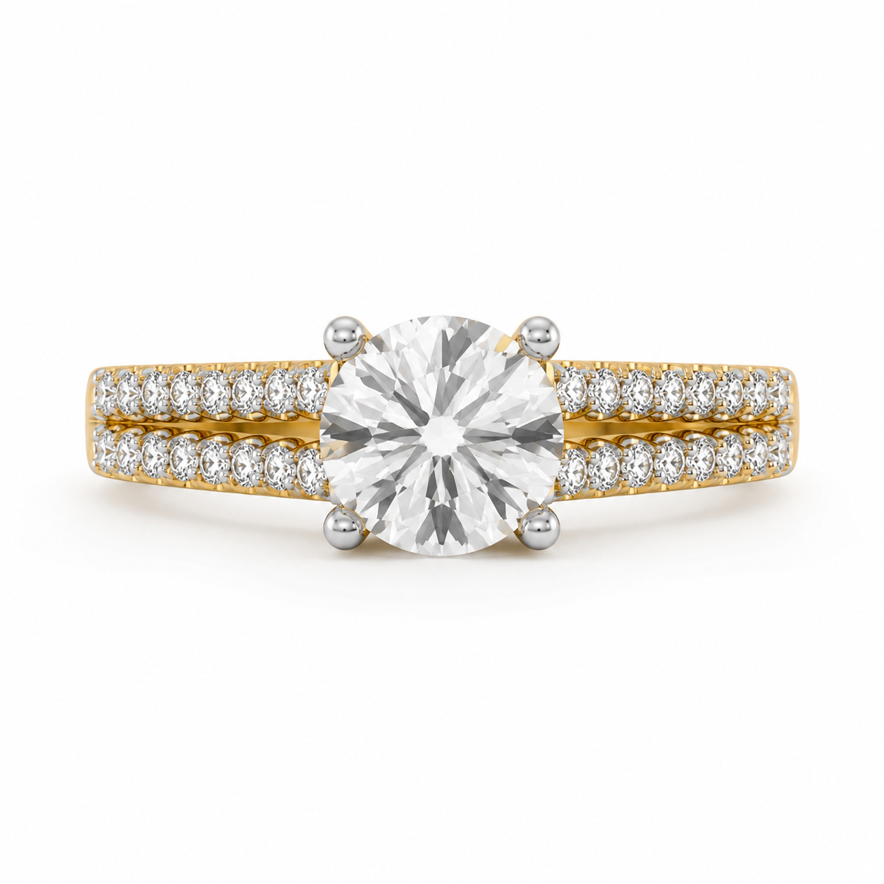 R04074 - 1.35 TCW Diamond Studded Gold Engagement Rings