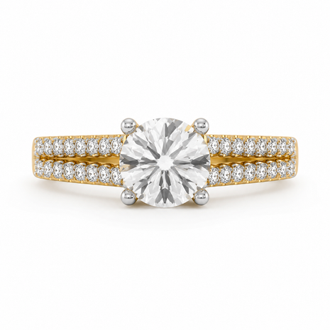 R04074 - 1.35 TCW Diamond Studded Gold Engagement Rings