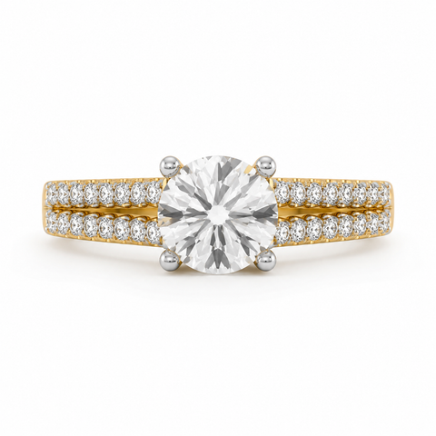 R04074 - 1.35 TCW Diamond Studded Gold Engagement Rings